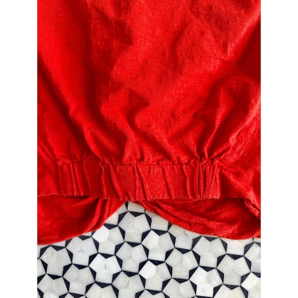 A New Day Orange Red Twist Front Tee Medium 100% Cotton Short Sleeve Top Elastic - Picture 5 of 8